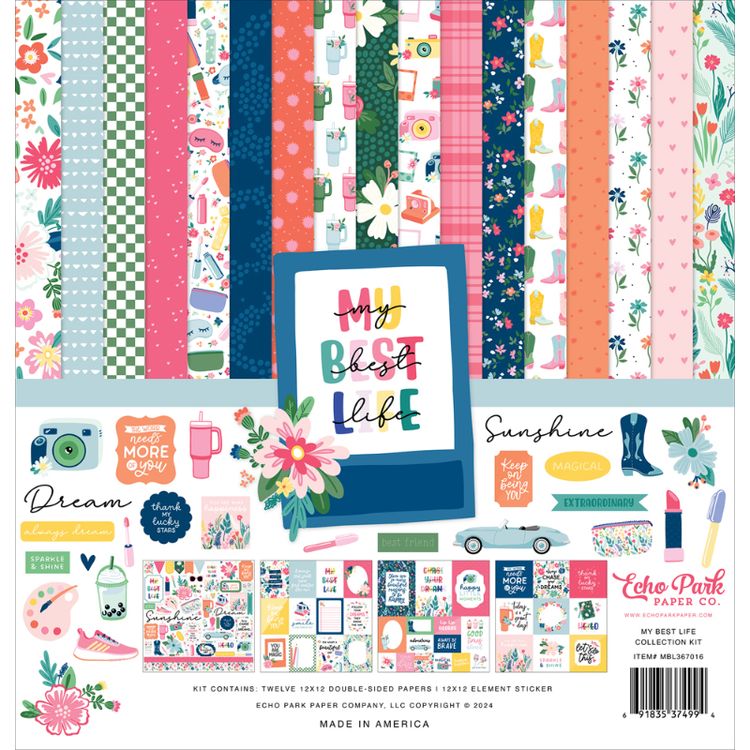 Este kit de cartulinas cuenta con 24 hojas de papel de doble cara. Se puede usar en tarjetas, páginas de álbumes de recortes y álbumes de fotos, etiquetas, diarios, planificadores y otros proyectos de elaboración de papel y medios mixtos. Libre de ácido y lignina. 

medidas: 12 x 12 pulgadas
