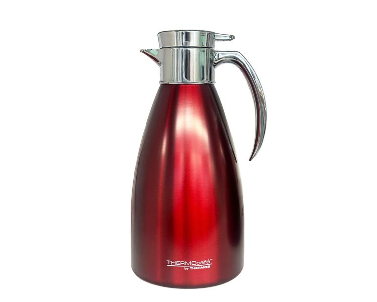 Características:


	Material: acero altamente resistente a la oxidación.
	Medidas: 28.2 cm x 13.9 cm x 15.5 cm (alto x ancho x longitud)
	Conserva 8 horas caliente / 24 horas frío
	Asa ergonómica, pico y dispensador.
	Con ampolla de acero altamente resitente a la oxidación.
	Con asa y tapa cromada: "Push &amp;amp; Pour".
	Para líquidos: fríos y calientes.

