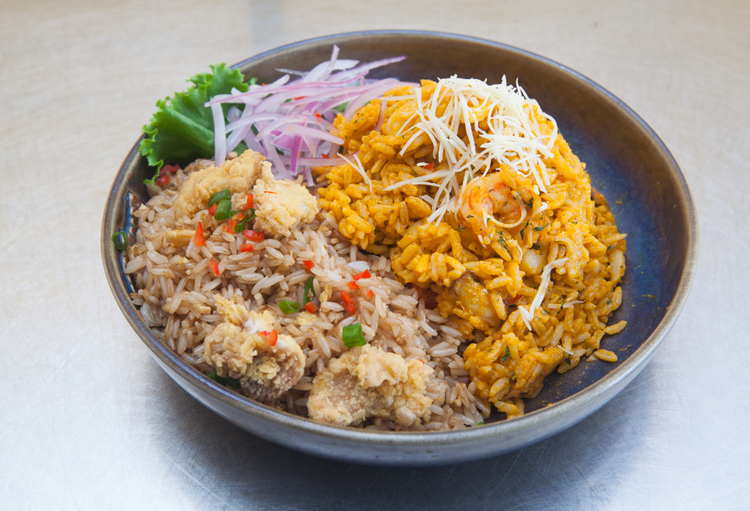ARROZ CON MARISCOS Y CHAUFA DE PESCADO.
