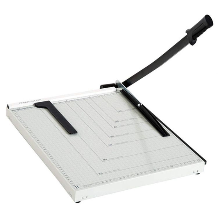 Guillotina de palanca tamaño A3 , en pulgadas y centimetros.
