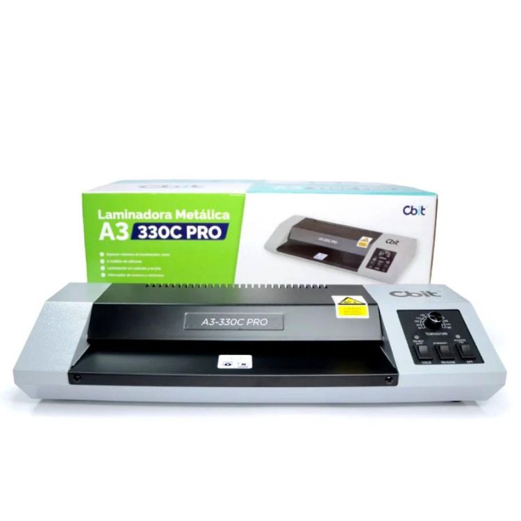 Caracteristicas Enmicadora:

Tipo: Semindustrial Metalica con Ventiladores

Modelo: 330C PRO

Marca: Cbit

Tamaño Soportado: desde tamaño DNI, Fotochecks, A5, A4, Oficio y A3

Funciones: Perilla de Seleccion de Temperatura, Boton de Apagado, Funcion Frio/Caliente, Funcion de adelante y atras/reversa anti atasco

Maximo Grosor: hasta 250 micrones

Rodillos: 4

Tiempo de Calentamiento: 5 Minutos

Velocidad de Enmicado: 600mm/m

Temperatura: hasta 180 grados

Watts: 620 Watts
