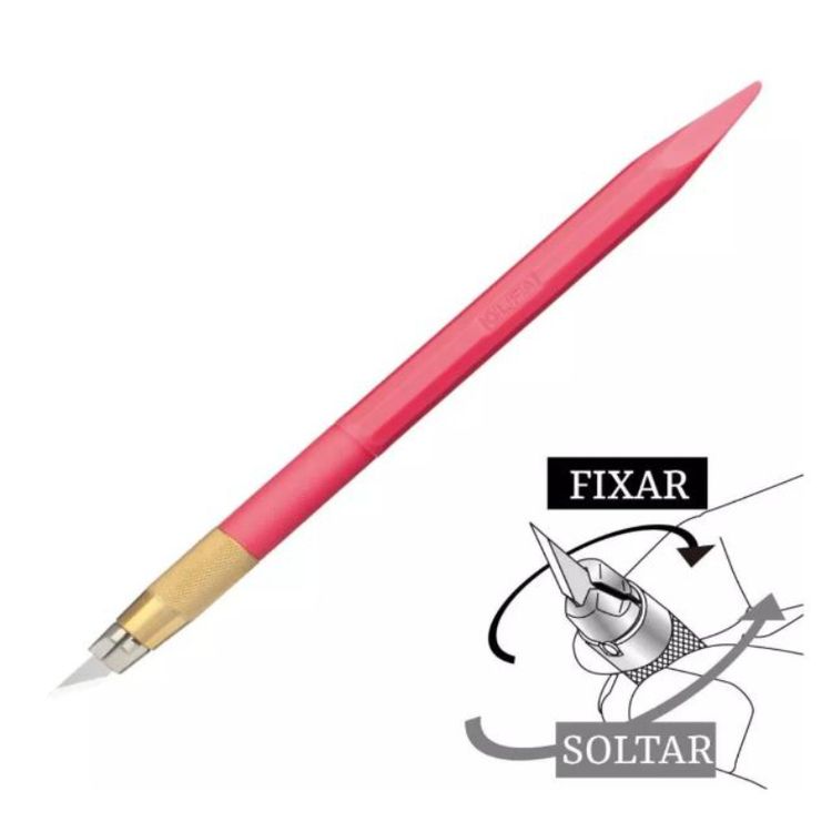 Cuchilla de hoja angosta de color rosado con repuestos, especial para tus trabajos de manualidades.
