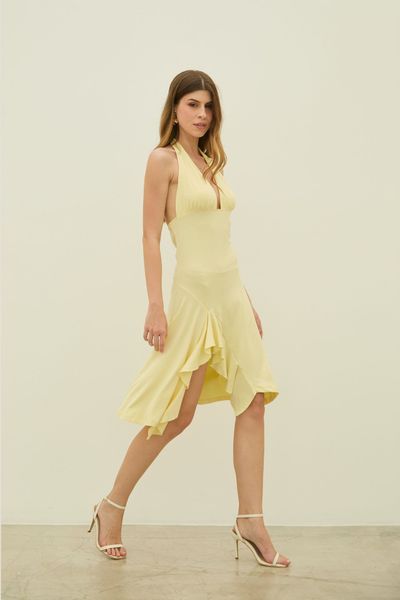 Vestido midi

S: 
Largo: 105cm
Contorno de busto: 68cm
Contorno de cintura: 66cm
Contorno de cadera: 70cm
M: 
Largo: 103cm
Contorno de busto: 72cm
Contorno de cintura: 68cm
Contorno de cadera: 70cm
