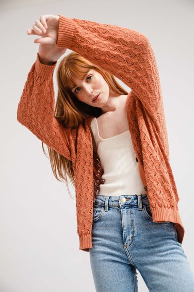 Sweater Tejido Calado De Algodon Oversize Verano Mujer Playa