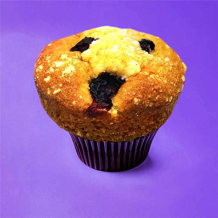 ¡El favorito de muchos! Delicioso muffin de arándanos, relleno de una exquisita compota de arándanos.
