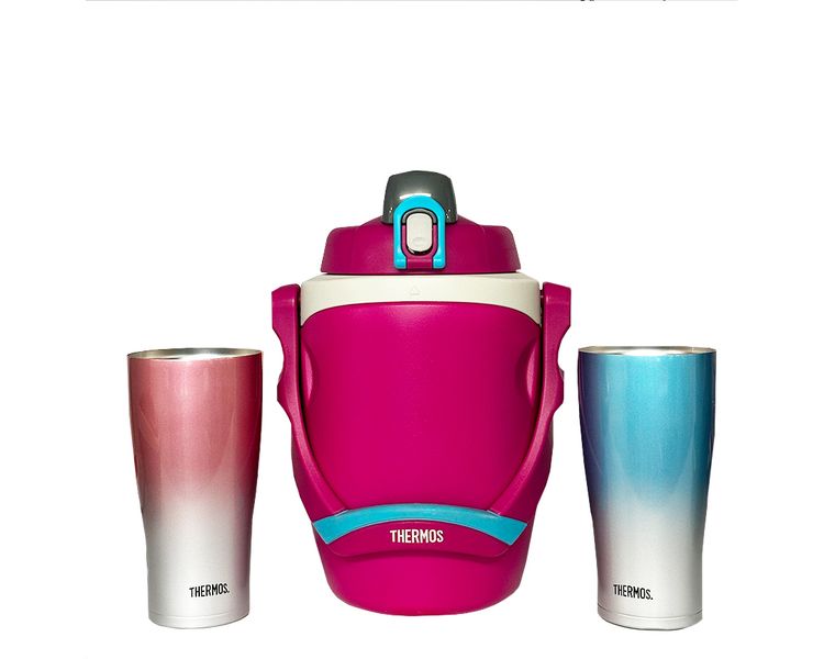 Incluye:


	THERMOS® Vaso térmico COOLHOT celeste (JDE-601CBLTDP)
	THERMOS® Vaso térmico COOLHOT rosado (JDE-601CPTDP)
	THERMOS® Galonera Térmica 1.9Lt (FPG1901)

