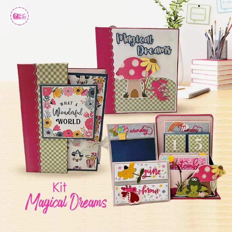  

 &quot;KIT MAGICAL DREAM&quot; (Terminado)

Guarda tus fotos de esos inolvidables momentos.

Terminado y listo para que lo disfrutes o regales .

1.- Album con diferentes técnicas:  

 -Forrado en lino.

- Con 5 estructuras diferentes .

-Dimensión del álbum: 18 x 20cm

-Capacidad 28 Fotos 

2.- Libreta con Anillada

 -Forrado en lino con lomo y anillado escondido

 -Dimensión del álbum: 23 x 18.5cm

3.- Calendario perpetuo

 -Hecho con carton forrado en lino.

-Dimensión : 20 x 14.5 x 9cm

Consulta: 982878609
