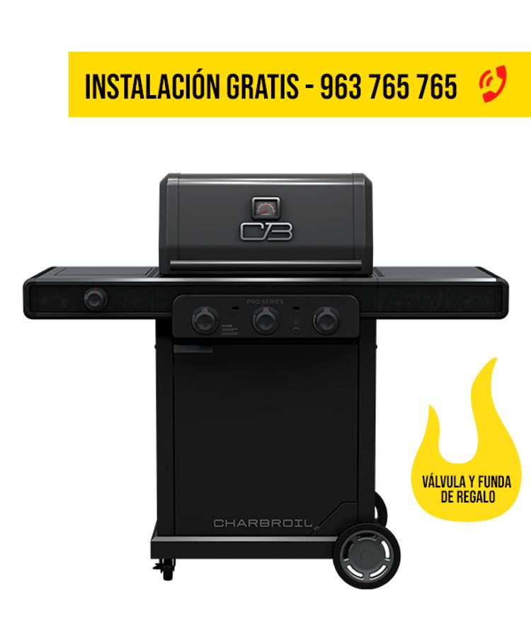 Con este equipo compacto de 3 quemadores, podrás transformar fácilmente tu parrilla a plancha. Con la tecnología TRU-Infrared, se obtiene una distribución uniforme del calor sin puntos fríos, evitando llamaradas.

Sella los alimentos, manteniéndolos jugosos y con agradable sabor. Sus rejillas de hierro fundido, recubiertas de porcelana, son fáciles de limpiar e ideales para lograr marcas de sellado perfectas.

Plancha: superficie de acero que distribuye el calor de manera uniforme para un rendimiento óptimo. Cuenta con ranura trasera para drenar el exceso de grasa.

El sistema Amplifire™ cocina alimentos más jugosos y evita las llamaradas, garantizando un sabor excepcional en cada preparación, sin importar tu nivel nivel de experiencia.

Descubre su versatilidad y comprueba que las posibilidades culinarias no tienen límites


Características:


	3 quemadores principales.
	1 quemador lateral.
	Medidor de temperatura en la tapa para un mejor control de calor.
	Encendido eléctrico.
	1 puerta delantera,
	2 ruedas para un fácil transporte.
	Bandeja para grasa de fácil limpieza.
	Incluye válvula y funda.&quot;


