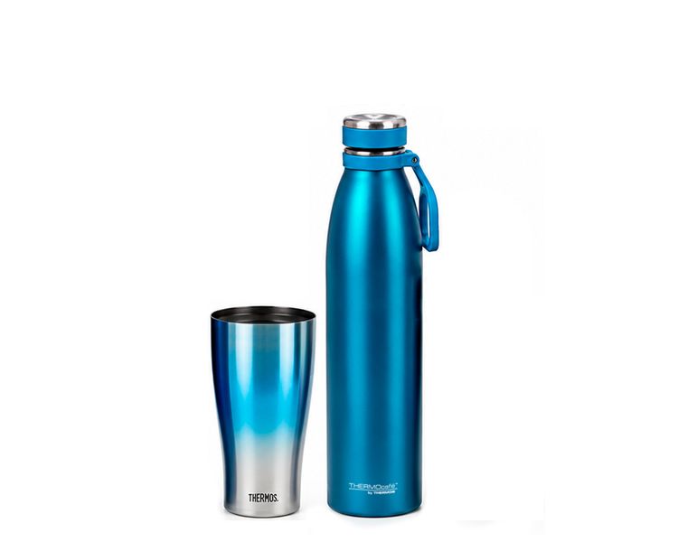 Incluye:


	THERMOS® 1Lt Botella Moray Celeste
	THERMOS® 600ml Vaso Térmico CoolHot Celeste

