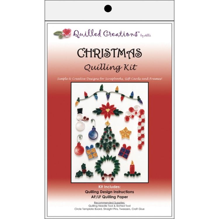 El kit Christmas  incluye; instrucciones básicas, patrones, ideas y juego de papeles para quilling.
 ¡Diseños simples y creativos para álbumes de recortes, tarjetas de regalo, adornos y marcos!
