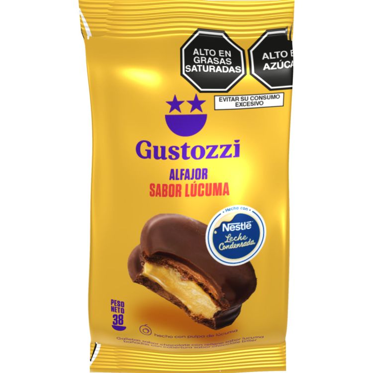 Delicioso alfajor relleno de pulpa de lúcuma, bañado con cobertura de chocolate.

Peso: 38gr
