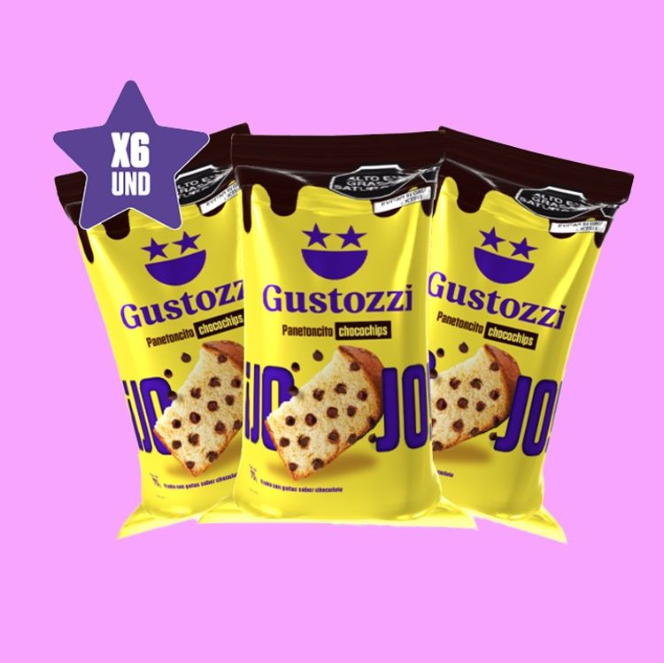 Panetoncitos chocochips de 70gr con la combinación del panetón y gotas de chocolate que es el mejor complemento
