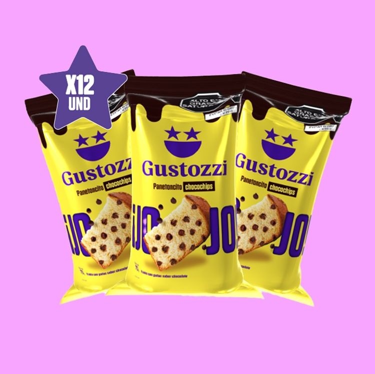 Panetoncitos chocochips de 70gr con la combinación del panetón y gotas de chocolate que es el mejor complemento
