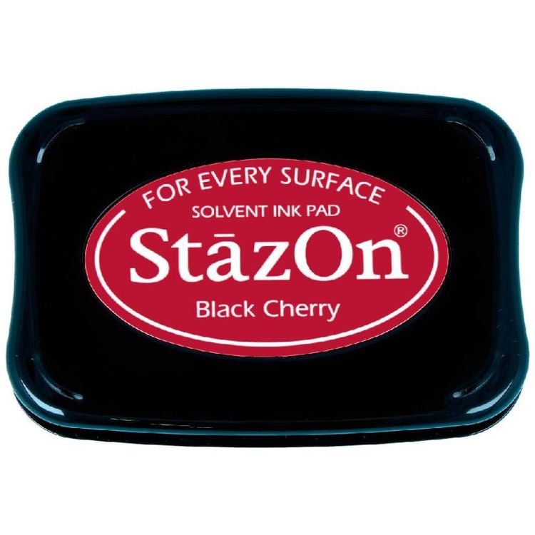 Tinta Stazon Ink  Black Cherry 

Tinta especialmente creada para estapar en: Plásticos, metal, vidrio, cerámica, papel laminado, papel cuché y cuero. No recomendado para el tejido. 

medidas: 10 cm x 7 cm

Equipo Scrapyart
